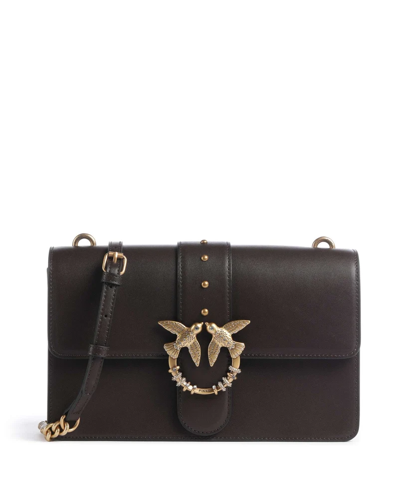 Pinko Love One Classic New Buckle Borsa a tracolla marrone marasca/antique gold