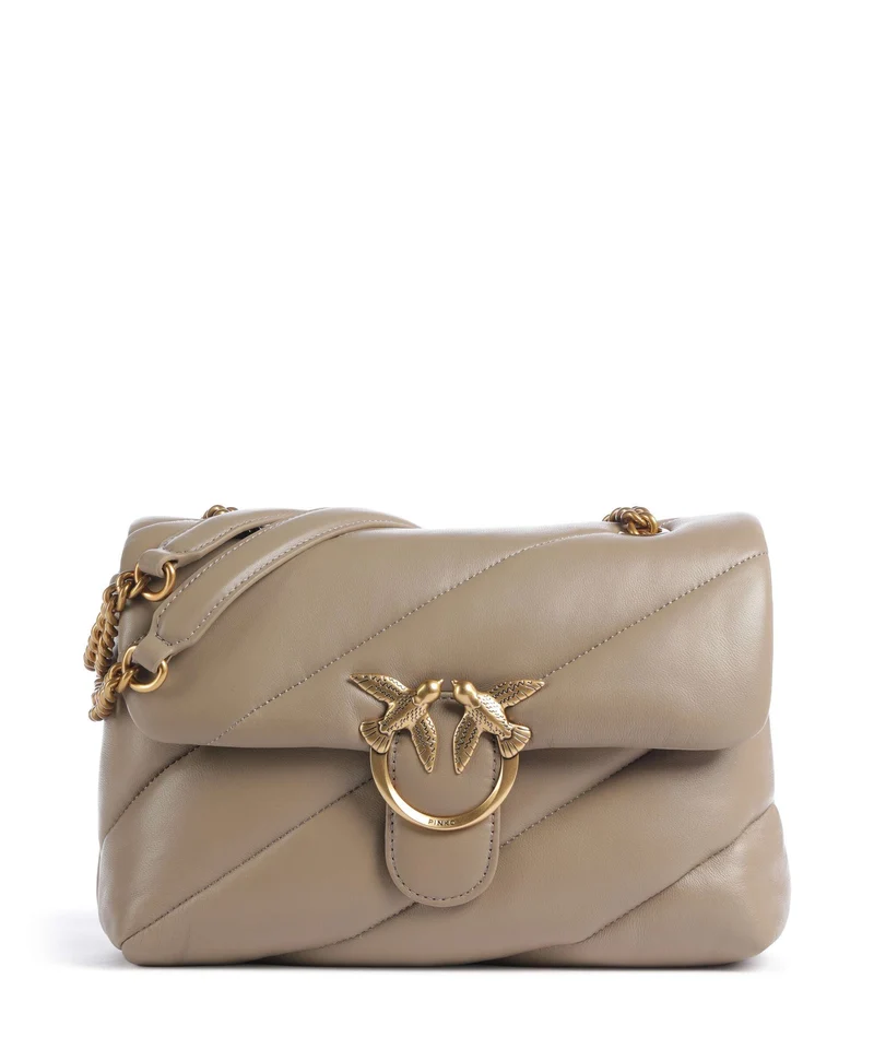 Pinko Love Puff Classic Borsa a spalla grigio talpa/antique gold