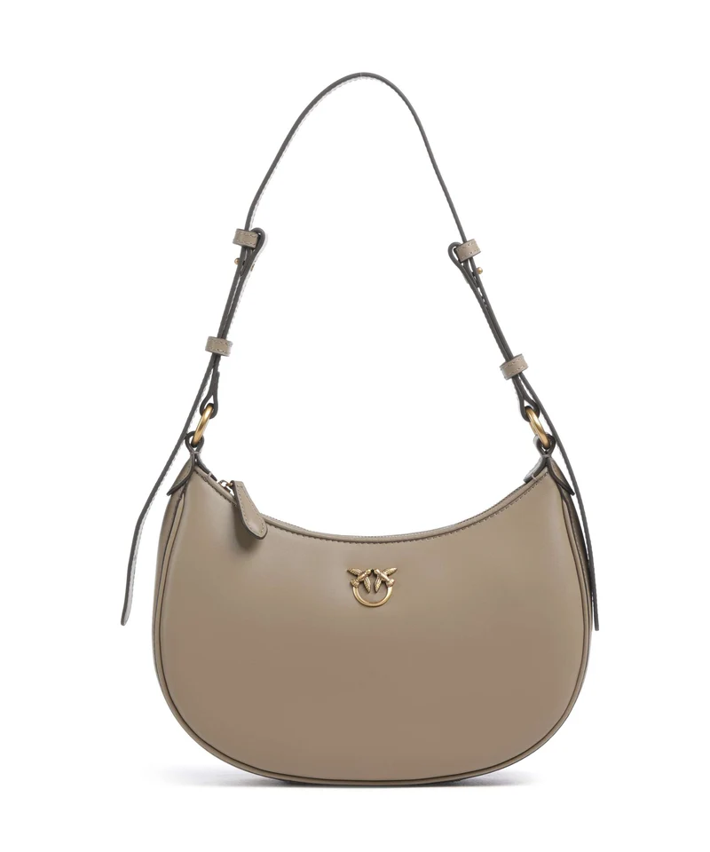 Pinko Half Moon Mini Borsa a spalla grigio talpa/antique gold