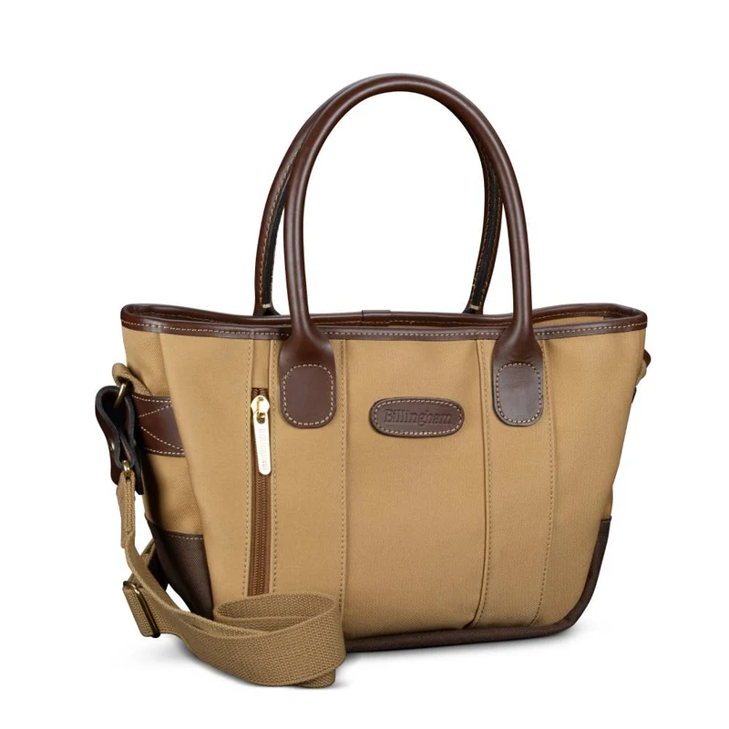 Billingham Borsa Key Grip Tela Khaki /Bordi Cuoio cioccolato