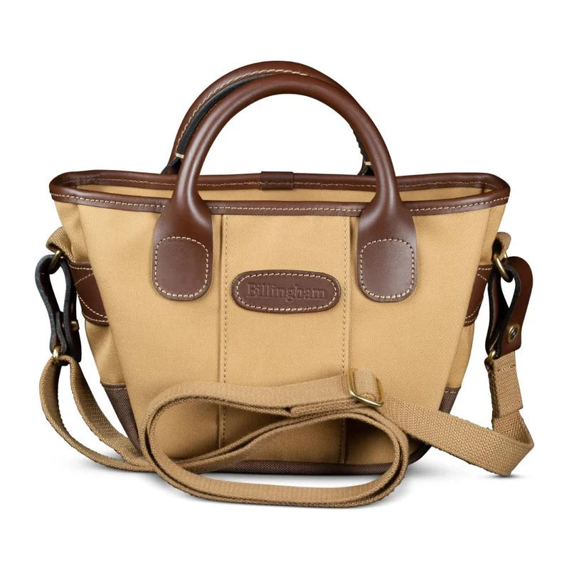 Billingham Borsa Dolly Grip Tela KhakiI/Bordi Cuoio cioccolato