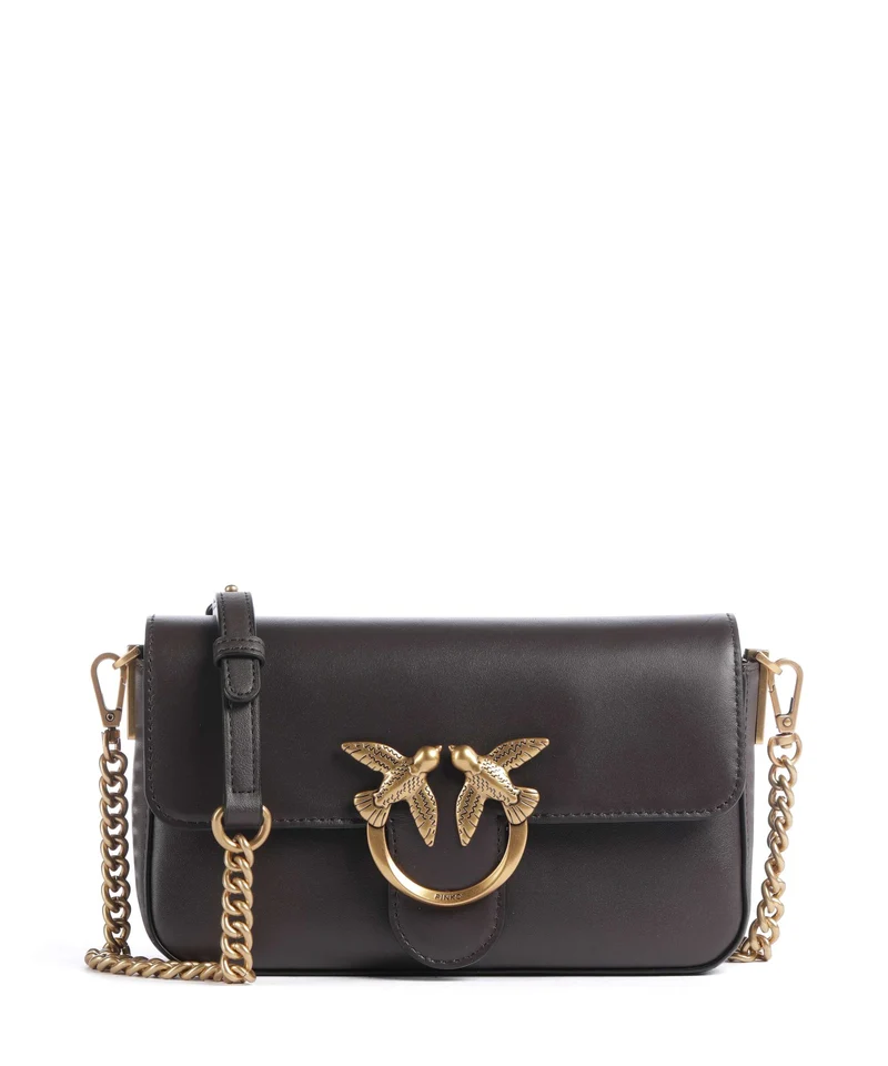 Pinko Love One Mini Slouchy Borsa a tracolla marrone marasca/antique gold