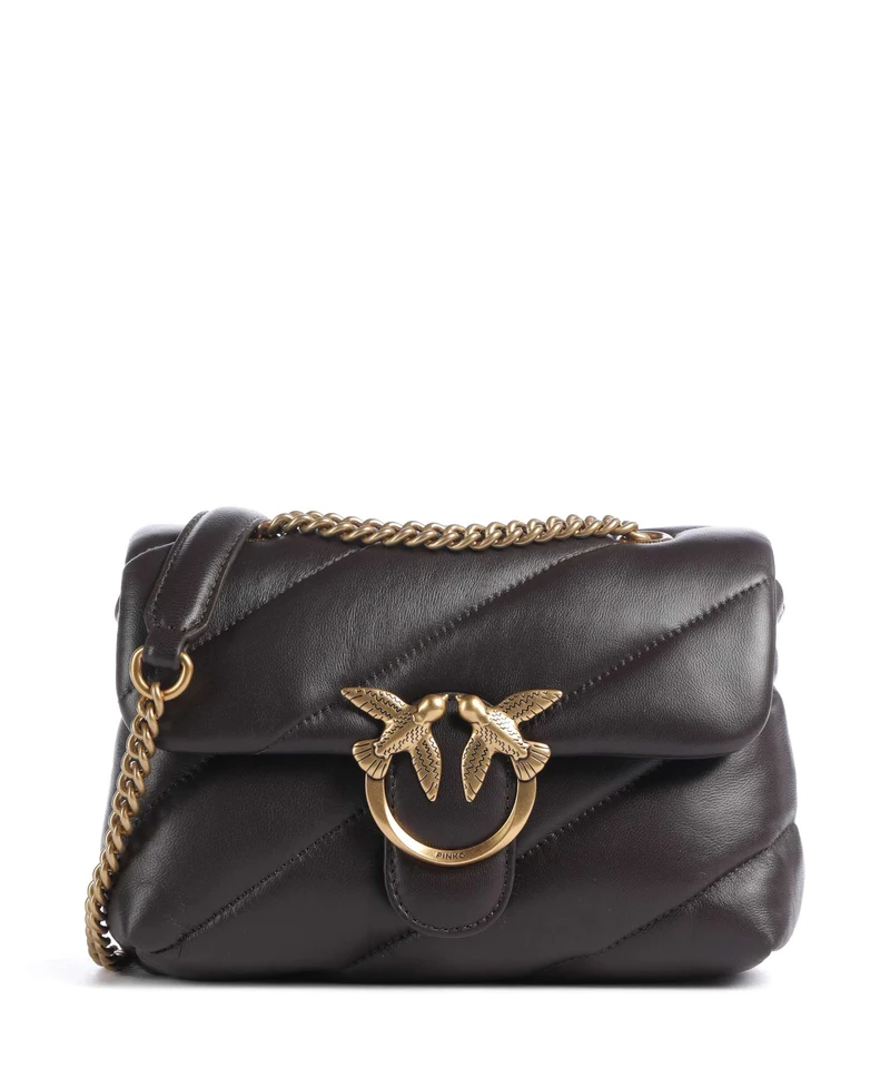 Pinko Love Puff Mini Borsa a spalla marrone marasca/antique gold