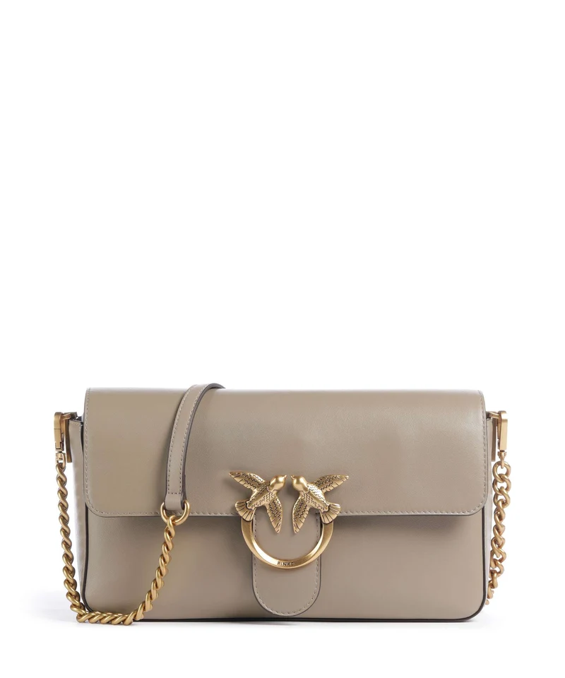 Pinko Love One Classic Slouchy Borsa a tracolla grigio talpa/antique gold