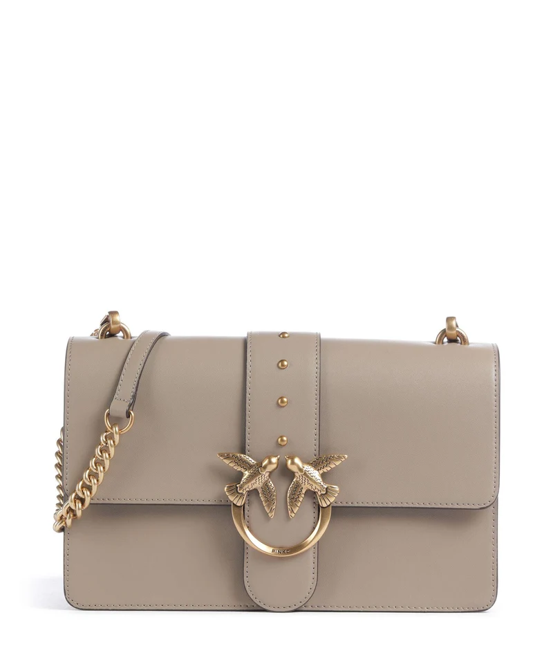 Pinko Love One Classic Borsa a tracolla grigio talpa/antique gold