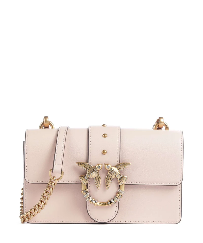 Pinko Love One Mini New Buckle Borsa a tracolla rosa cammeo/antique gold