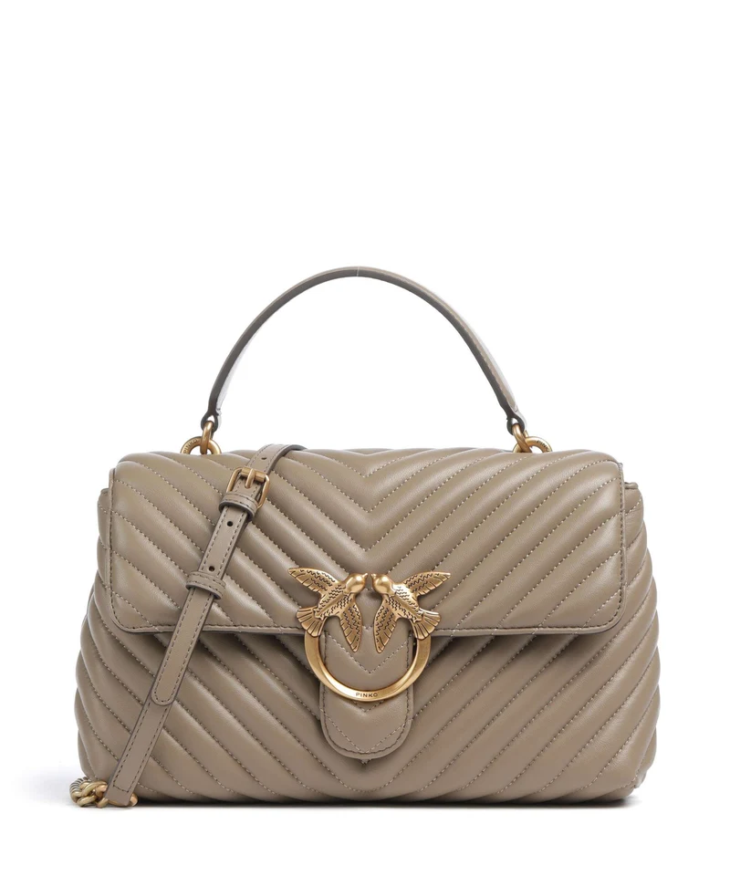Pinko Love Lady Puff Classic Borsa a mano grigio talpa/antique gold