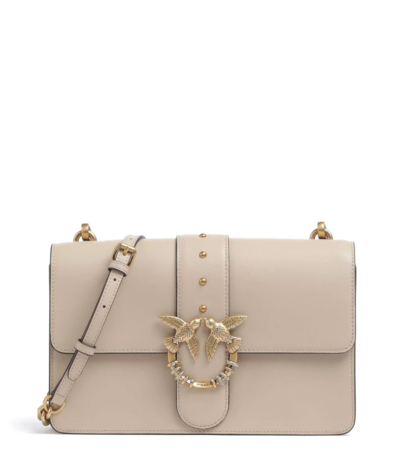 Pinko Love One Classic New Buckle Borsa a tracolla beige/grigio fumo/antique gold