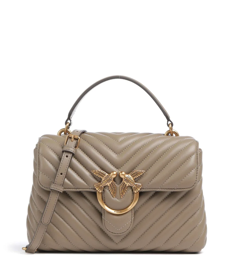 Pinko Love Lady Puff Mini Borsa a mano grigio talpa/antique gold