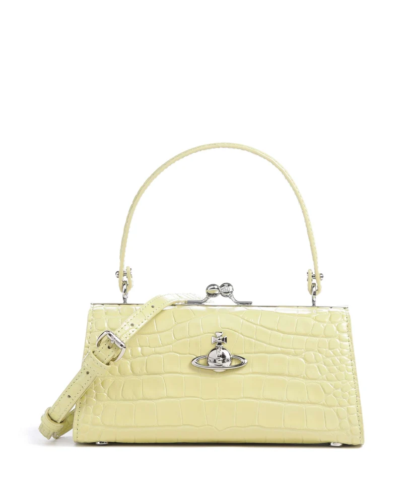 Vivienne Westwood Doll Frame Embossed Croc XL Borsa a mano lime green