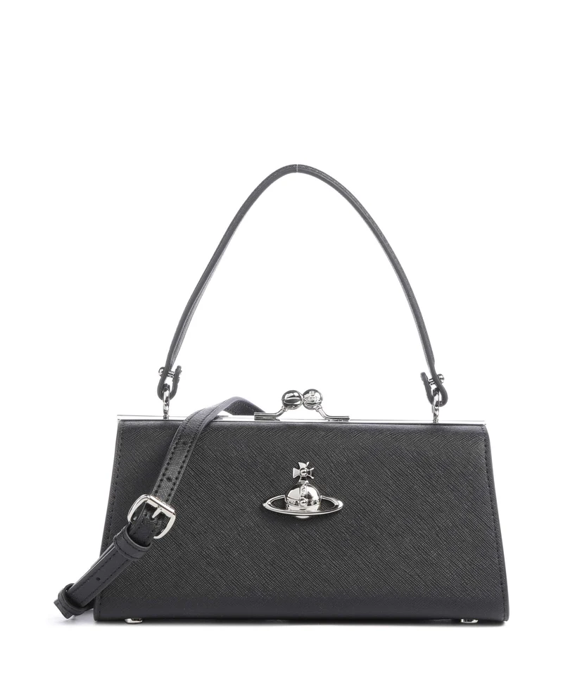 Vivienne Westwood Doll Frame Saffiano XL Borsa a mano black