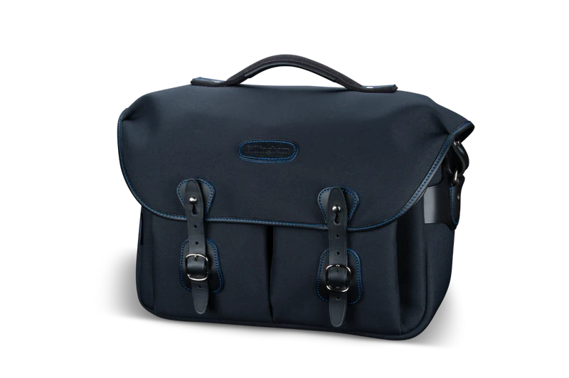 Billingham Borsa Hadley One MIDNIGHT FibreNyte NeroBlu/Bordi Cuoio nero con Impunture blu