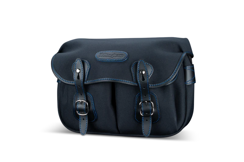 Billingham Borsa Hadley Small MIDNIGHT FibreNyte NeroBlu/Bordi Cuoio nero con Impunture blu