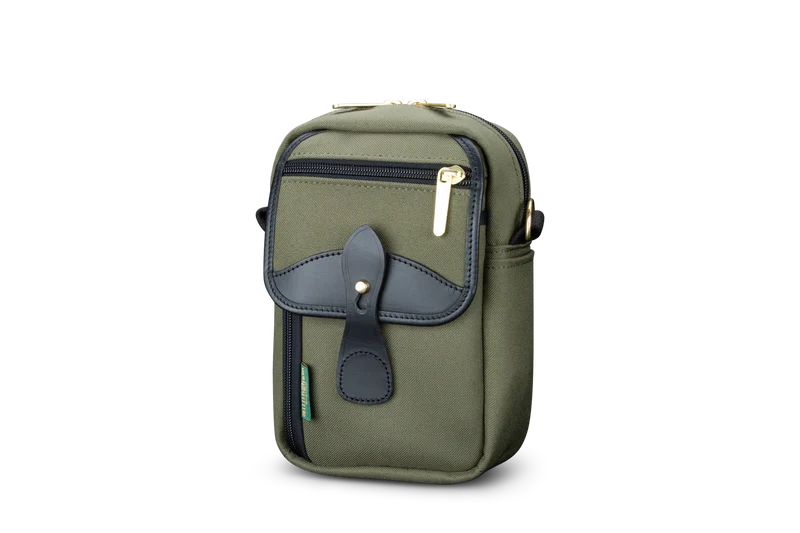 Billingham Borsello Airline Stowaway FibreNyte Verde Salvia/Bordi Cuoio nero+ finiture ottone