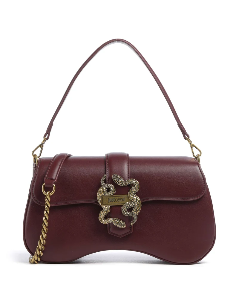 Just Cavalli Iconic Snakes Borsa a spalla cordovan