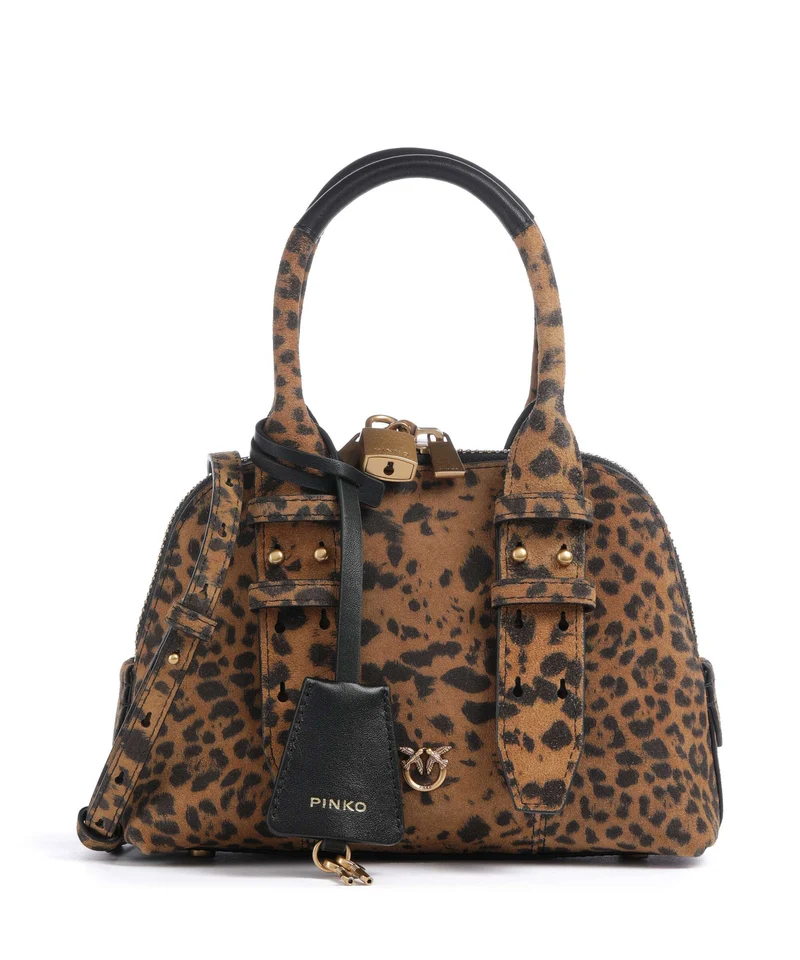 Pinko Bowling Mini Borsa a mano maculato/marrone/antique gold