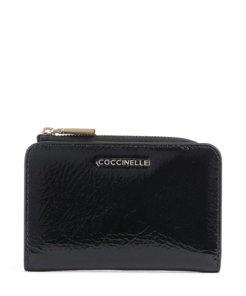 Coccinelle Metallic Shiny Wrinkled Portafoglio noir