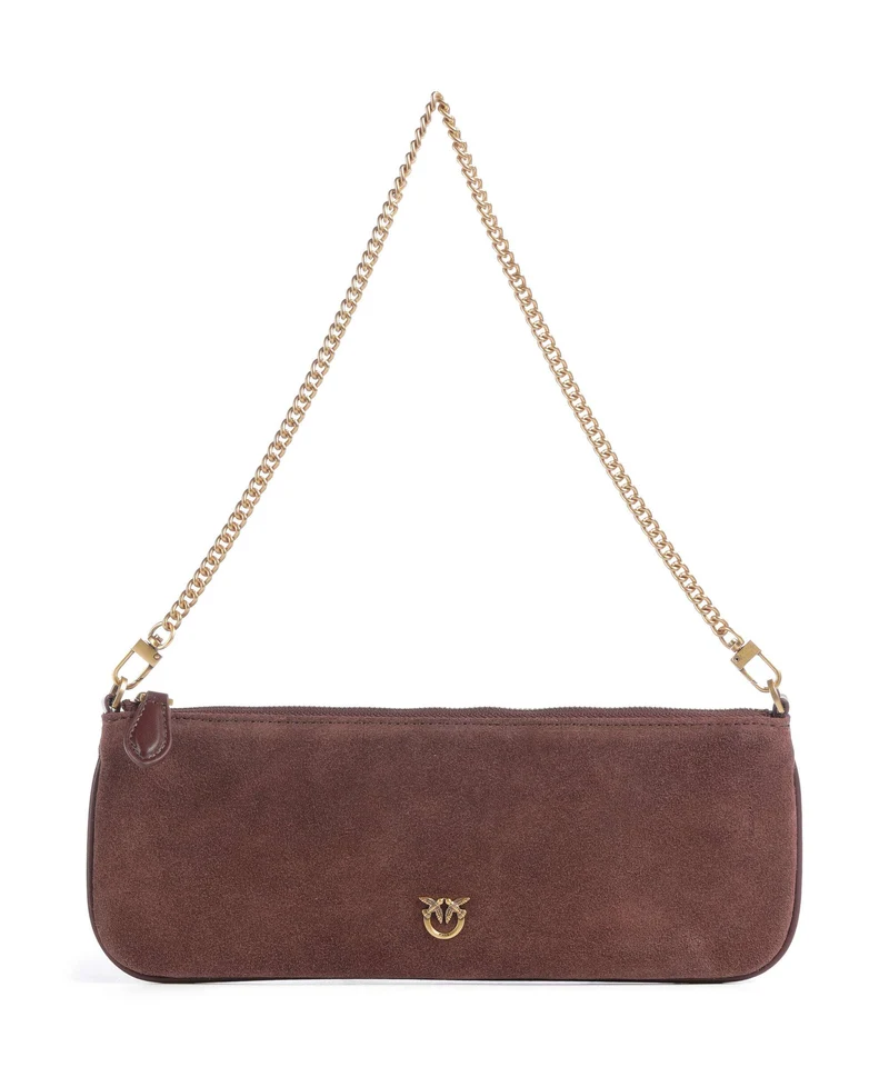 Pinko Flat Horizontal Borsa a spalla castano intenso/antique gold