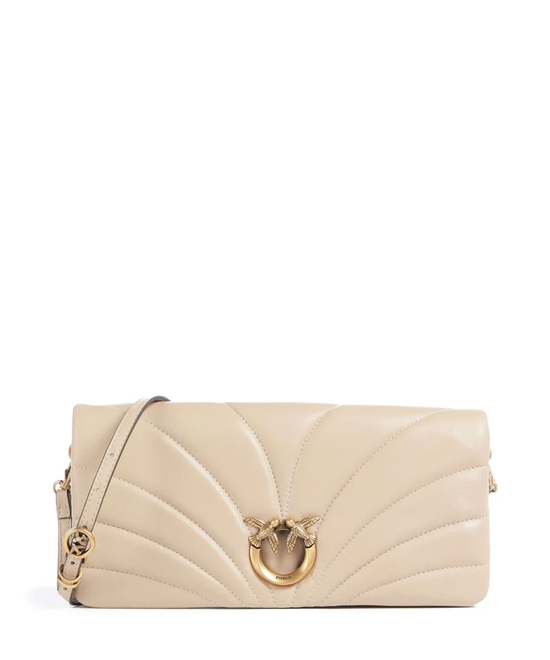 Pinko Click Horizontal Classic Borsa a tracolla beige/grigio fumo/antique gold