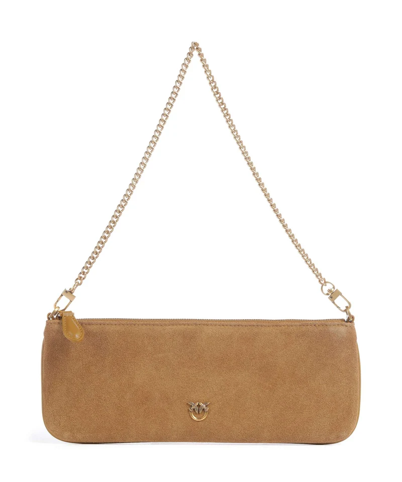 Pinko Flat Horizontal Borsa a spalla marrone dorato/antique gold