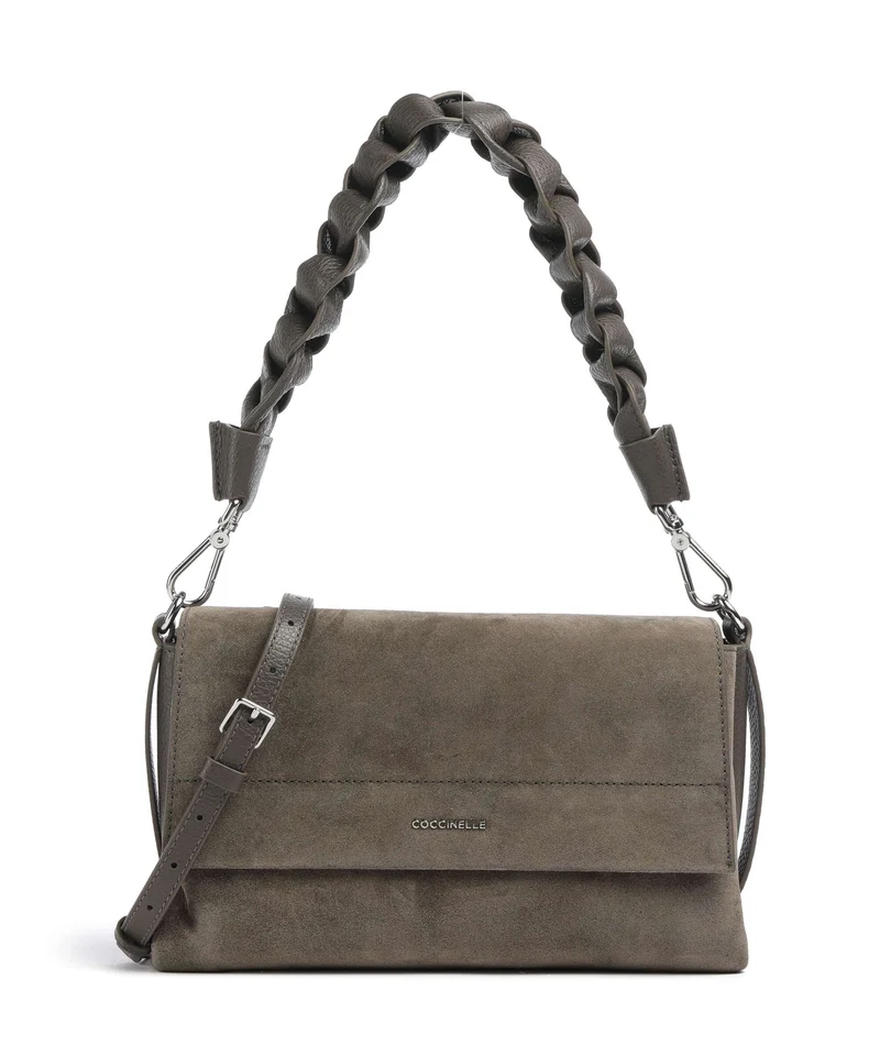 Coccinelle Boheme Suede Borsa a spalla fango