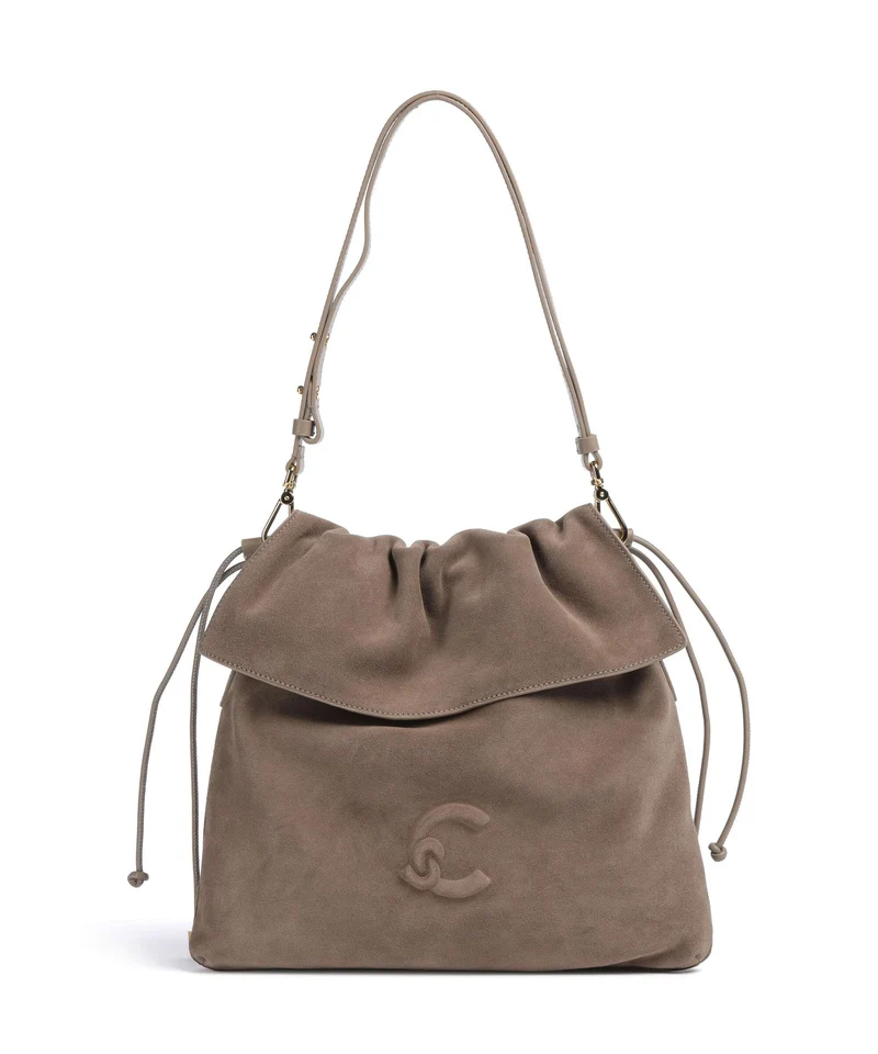 Coccinelle Lidia Suede Borsa hobo warm taupe