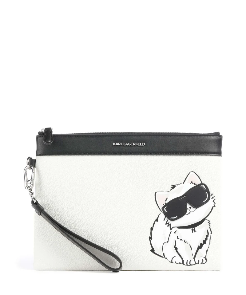 Karl Lagerfeld Ikon Choupette Borsa da polso off white