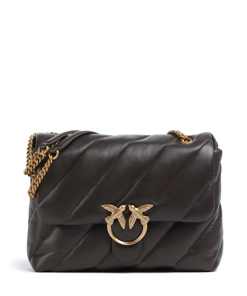 Pinko Love Puff Big Borsa a spalla marrone marasca/antique gold
