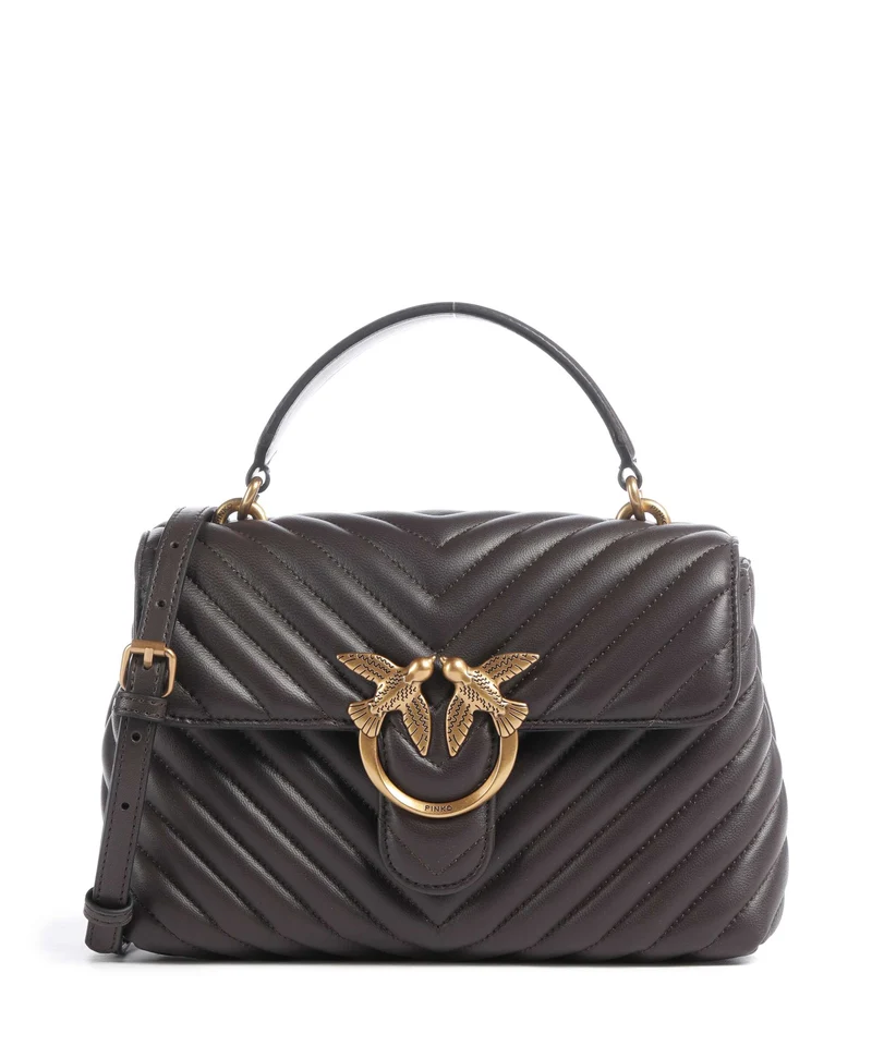 Pinko Love Lady Puff Mini Borsa a mano marrone marasca/antique gold