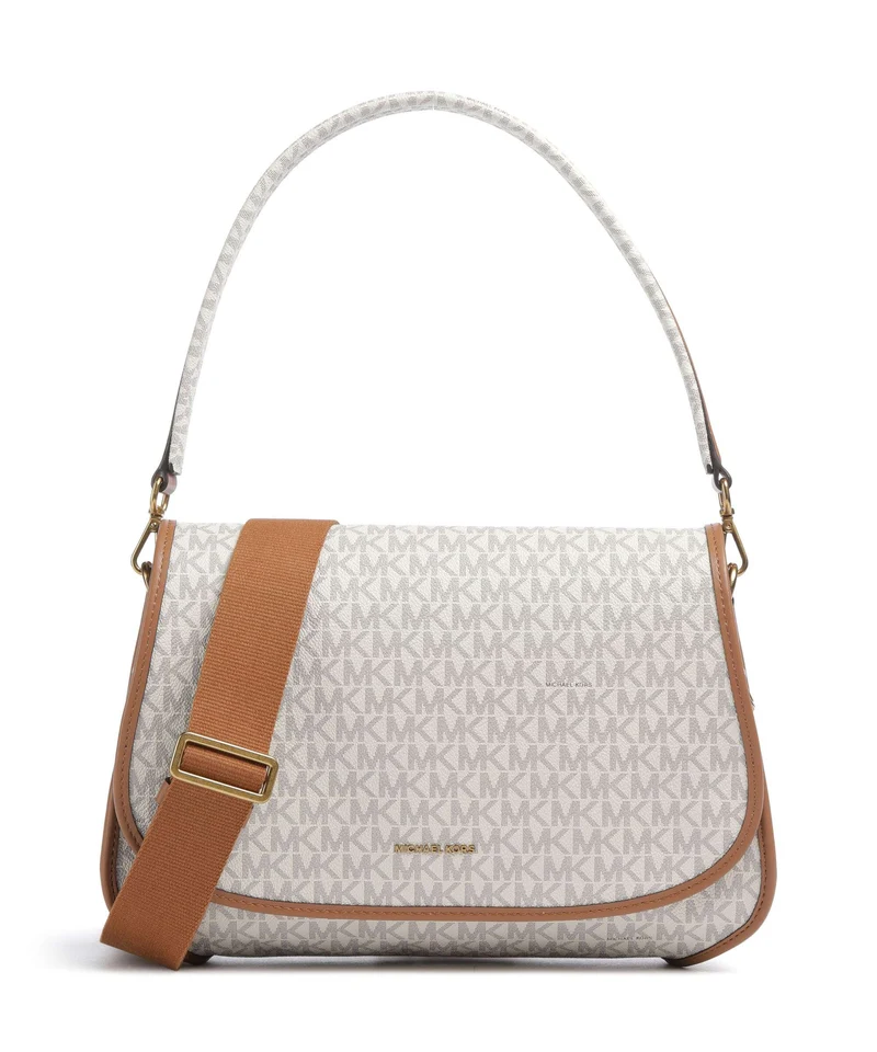 Michael Kors Holmes Medium Borsa a spalla vanilla/acorn