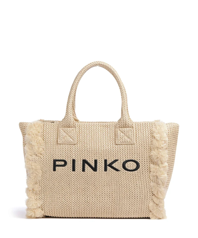 Pinko Beach Borsa a mano paglia/nero/antique gold