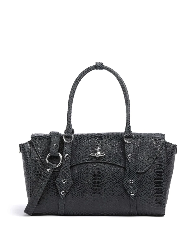Vivienne Westwood Bettina Snake Effect Medium Borsa a mano dark grey