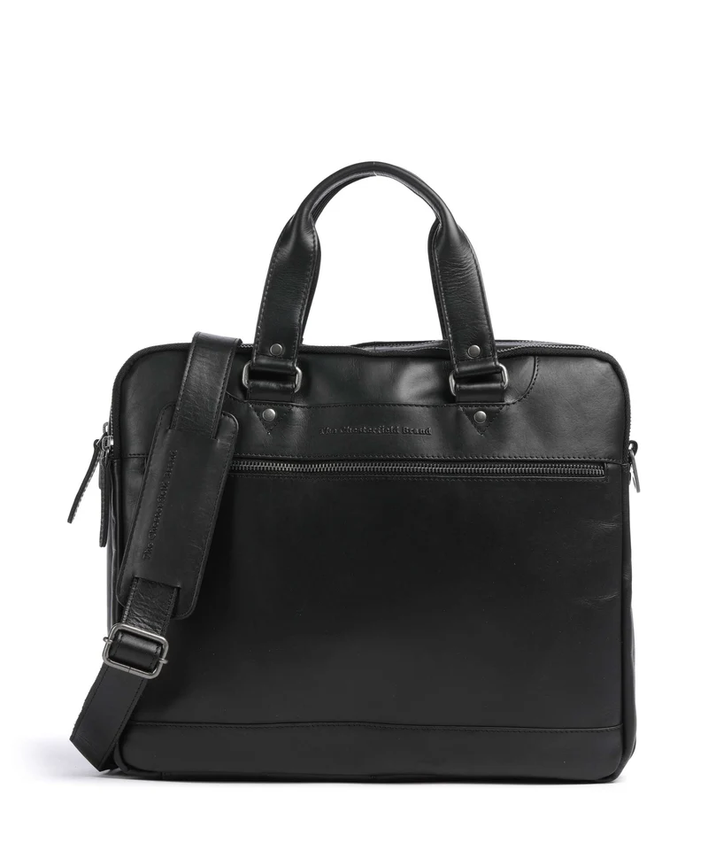 The Chesterfield Brand Wax Pull Up Cow Montara Borsa porta pc black