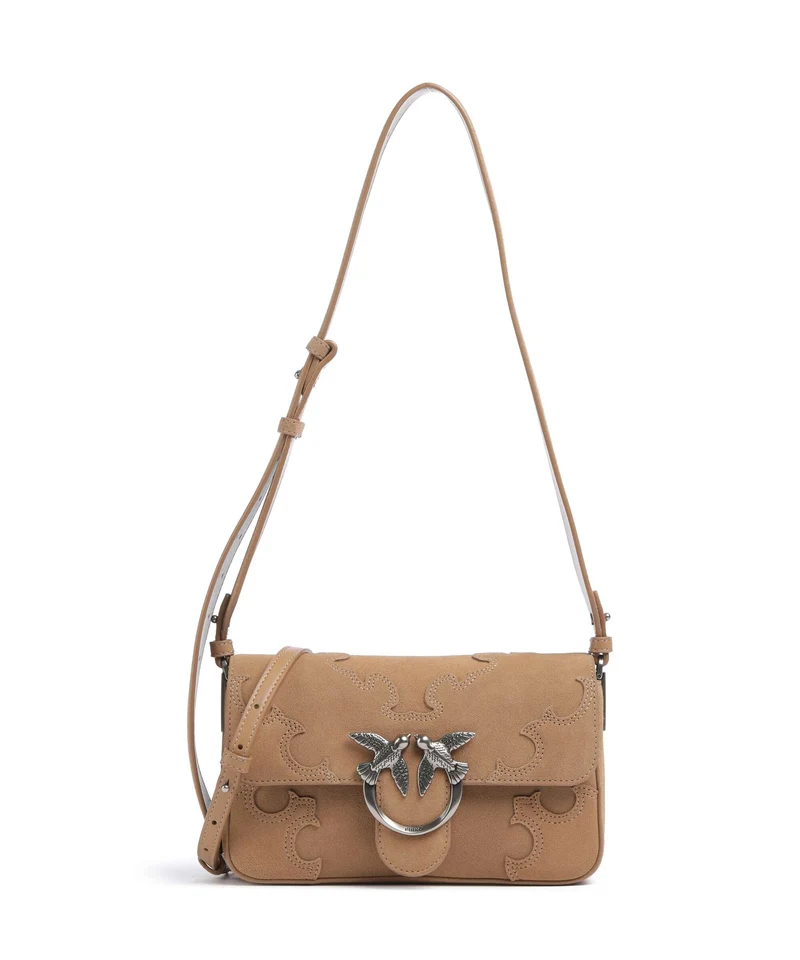 Pinko Love One Mini Slouchy Borsa a tracolla beige/scoiattolo/old silver