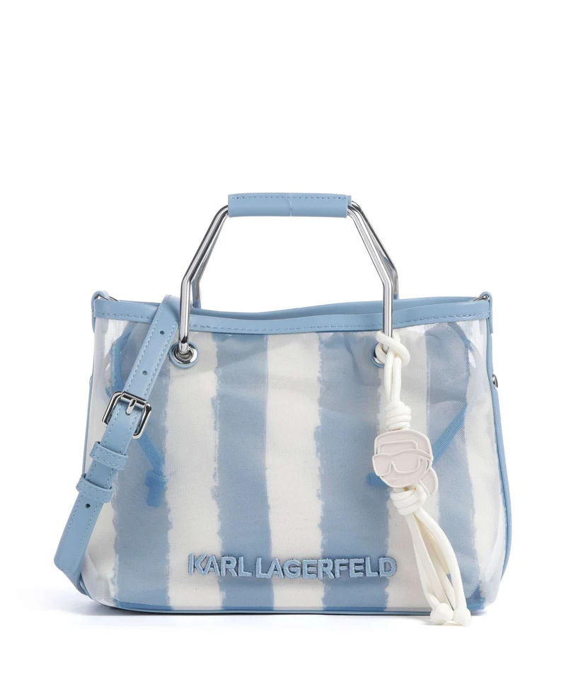 Karl Lagerfeld Ikon Small Borsa a mano blue bloom stripes