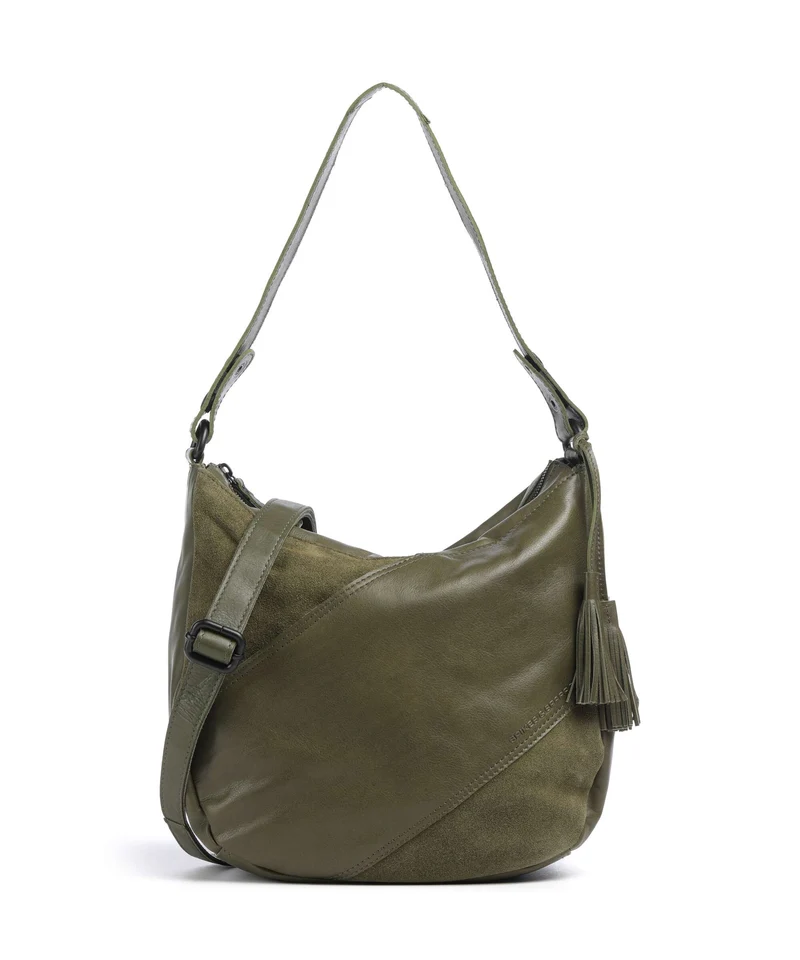 Spikes & Sparrow Suede Mix Natalia Borsa hobo green