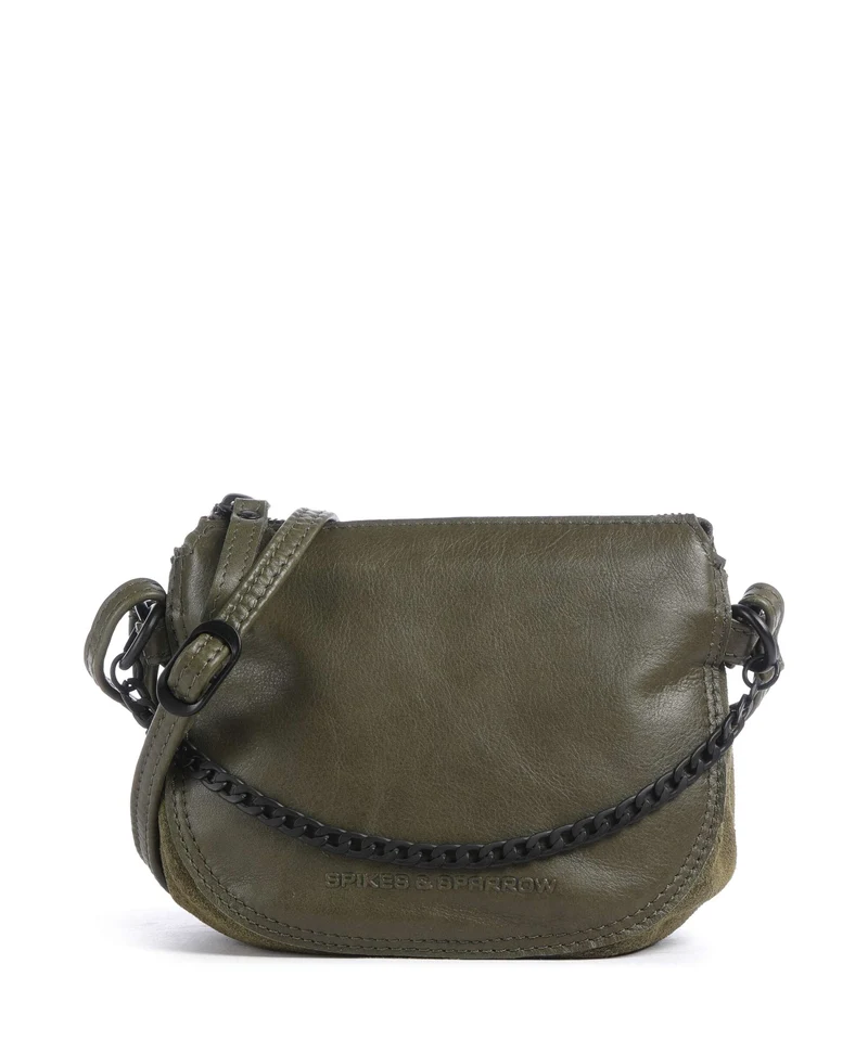 Spikes & Sparrow Suede Mix Delaine Borsa a tracolla green