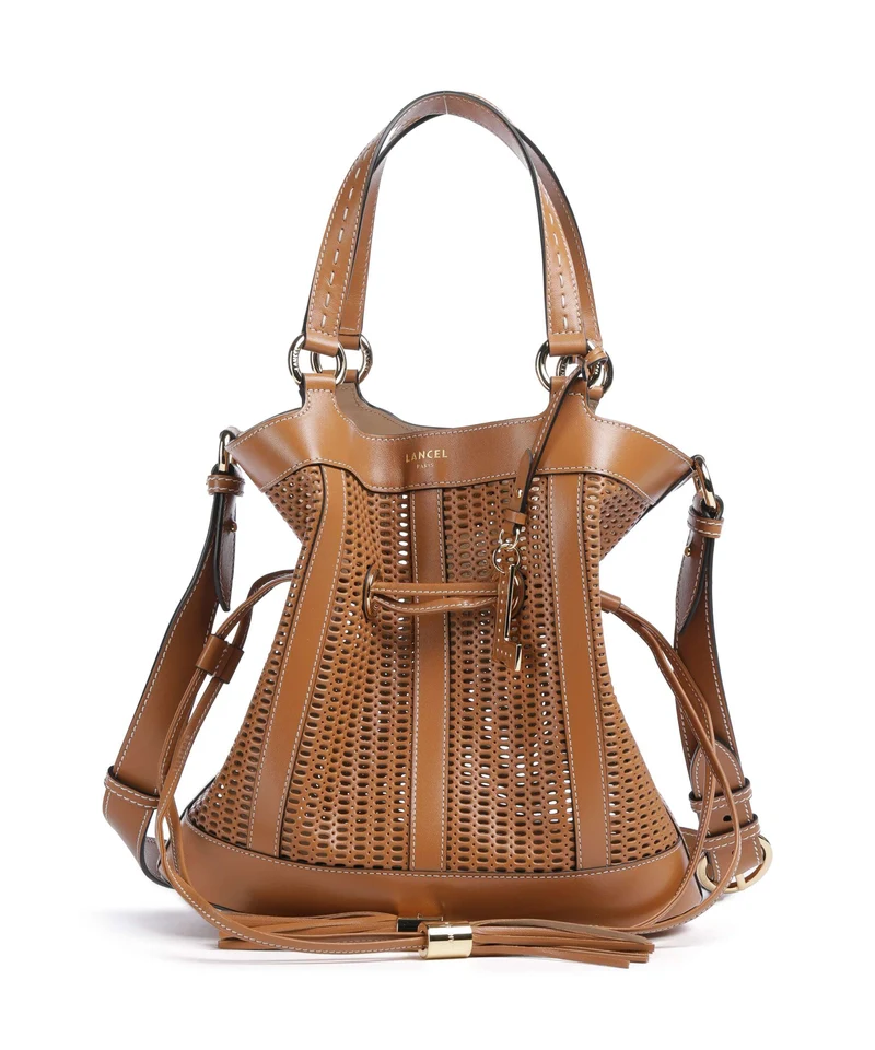Lancel Premier Flirt M Borsa a secchiello camel