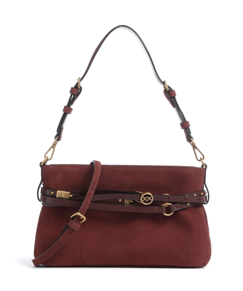 Pinko Belt Mini Borsa a spalla burgundy wine/antique gold