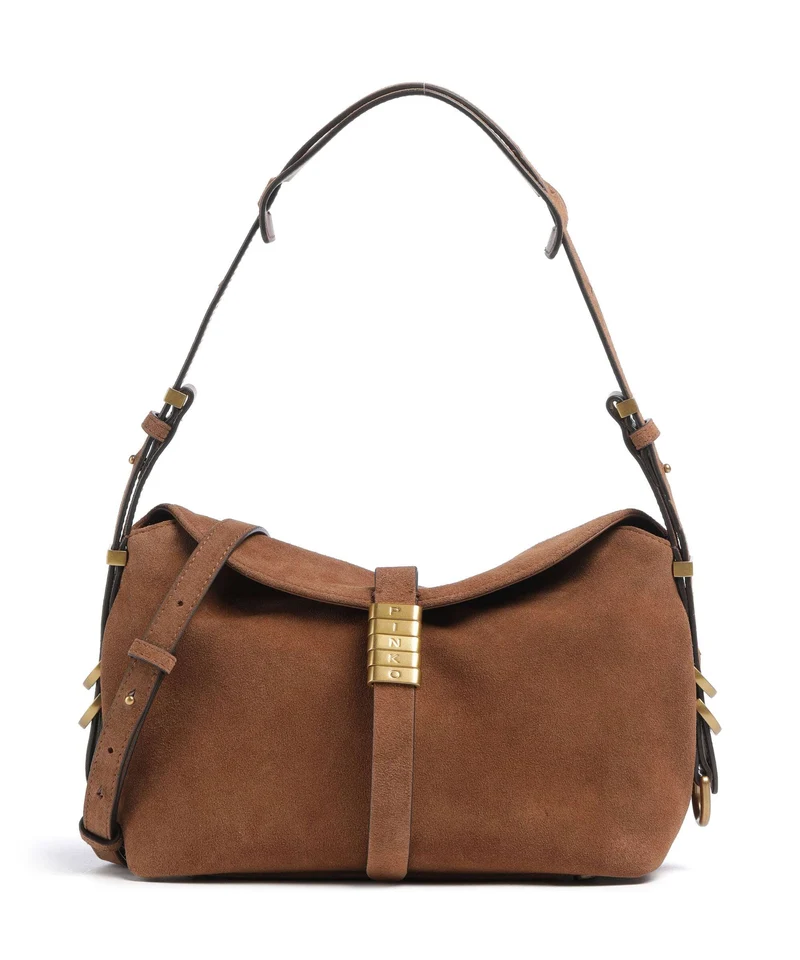 Pinko Saddle Horizontal Mini Borsa a spalla marrone/leone/antique gold