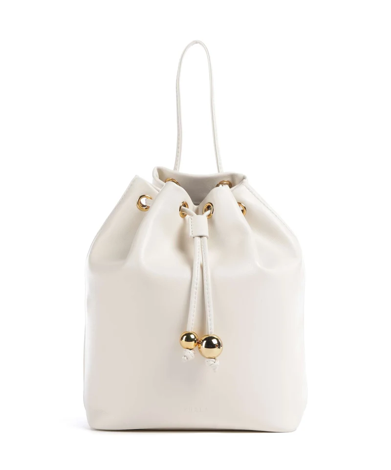 Furla Sfera Soft Mini Borsa a secchiello panna