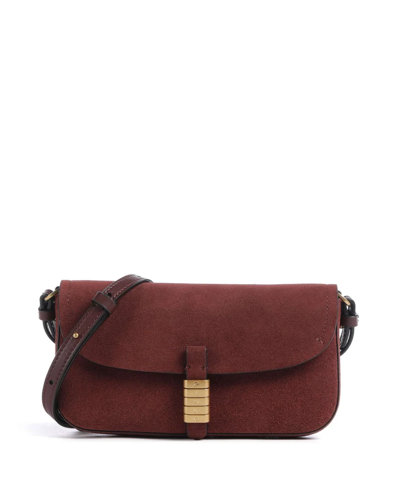 Pinko Saddle Flat Borsa a tracolla burgundy wine/antique gold
