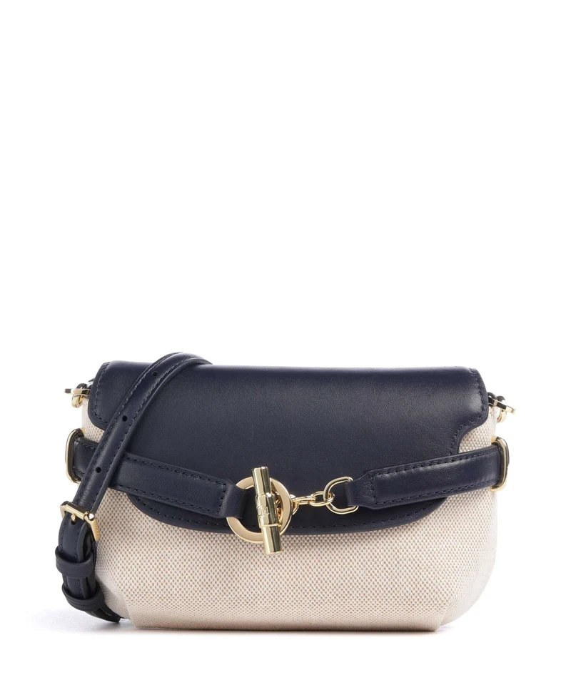 Lauren Ralph Lauren Blaike Small Borsa a tracolla natural/buff canvas/refined navy