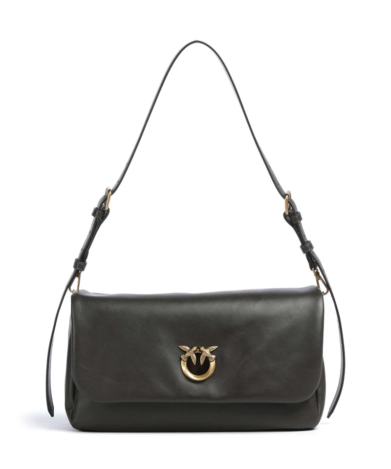 Pinko Click Soft Horizontal Borsa a spalla verde fango/antique gold