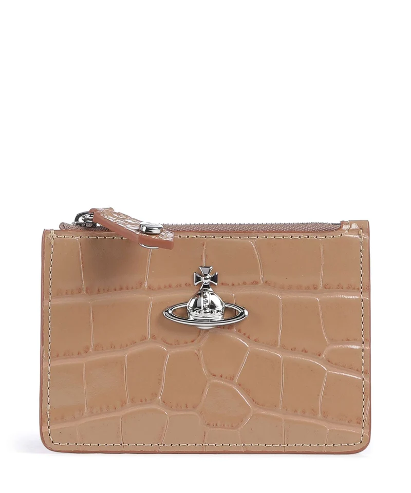 Vivienne Westwood Embossed Croc Slim Porta carte di credito dusty pink