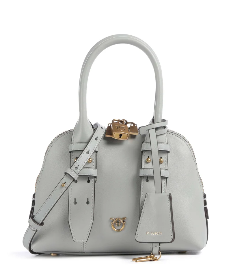 Pinko Bowling Mini Borsa a mano grigio perla/antique gold
