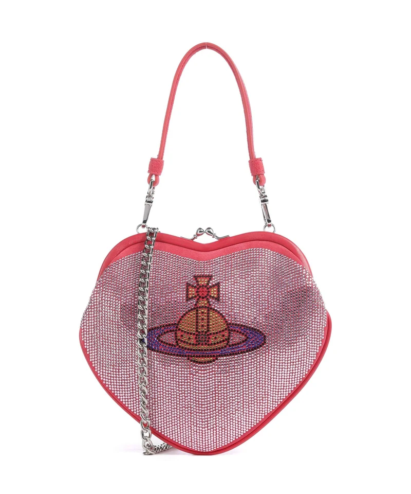 Vivienne Westwood Belle Heart Frame Diamante Borsa a tracolla pink