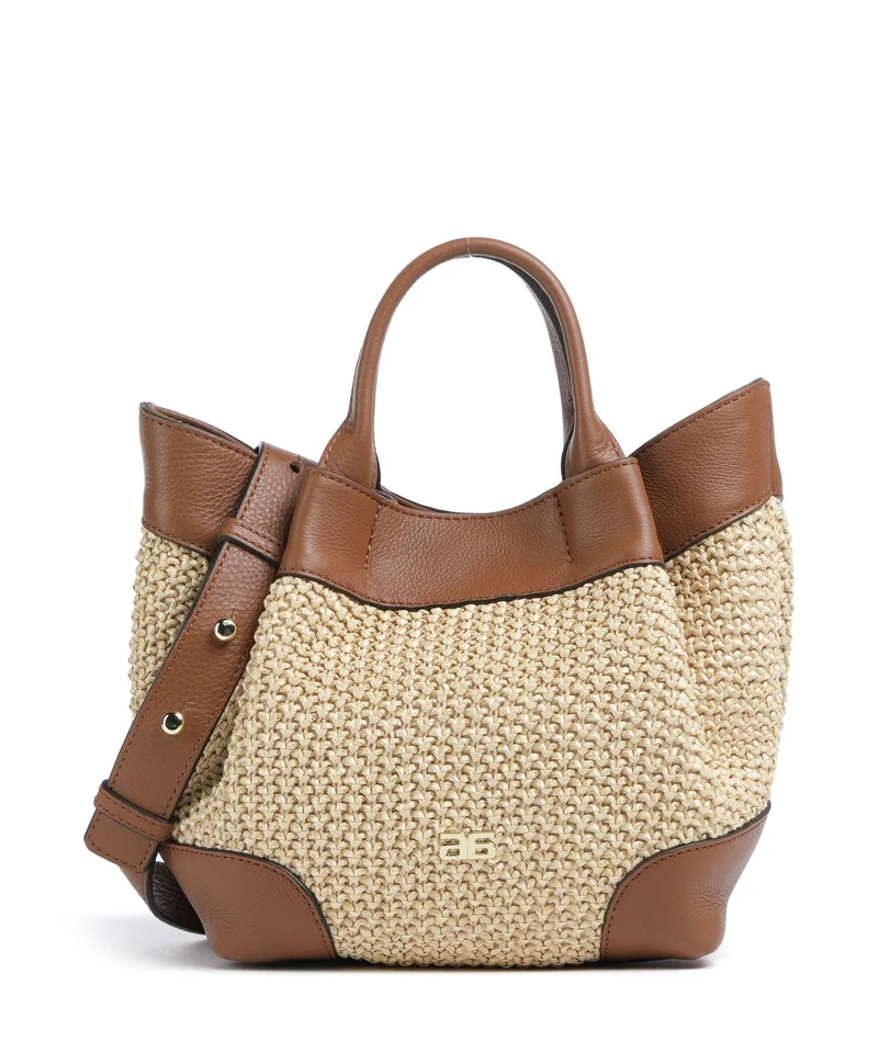 Abro Maglia Raffia Essential Small Borsa a mano natural/nut