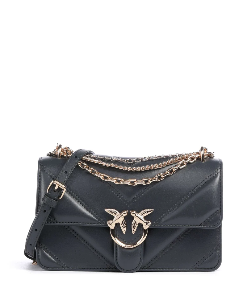Pinko Love One Mini Borsa a spalla grigio asfalto/oro mordore