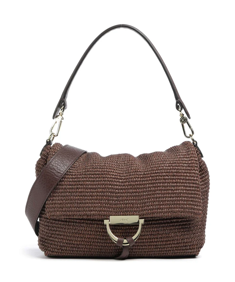 Abro Raffia Classica Temi Medium Borsa a spalla wood